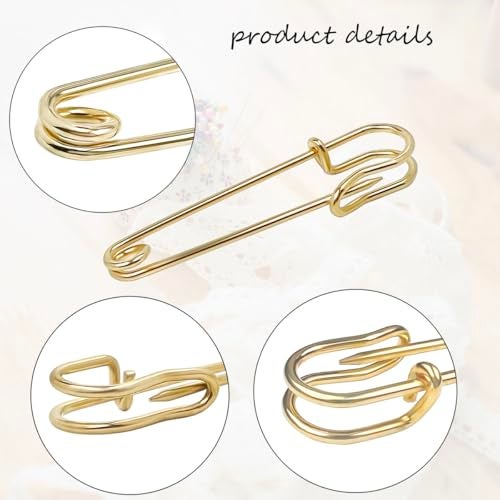 Qoaimu 30 Pcs Large Safety Pins 2 Inch Heavy Duty Blanket Pins Big Safety Pin Steel Safety Pins for Blankets Clothes Crafts Leather Canvas, Gold - Image 5