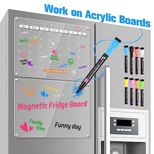 OORAII Magnetic Liquid Chalk Markers Wet Erase Markers for Acrylic Calendar Planning Board LED Note Board Clear Glass Whiteboard Window/Mirror Christmas Holidays Paintings, 8 Vibrant Colors, 1mm Fine Tip - Image 2