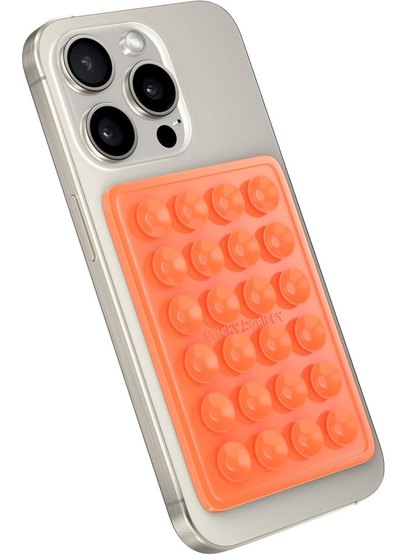 ACLIX Silicone Phone Sticky Grip, Adhesive Mount, for Smartphones, Hands-Free Phone Suction, Mobile Mirror Holder for Selfies and Videos | Orange - Image 1