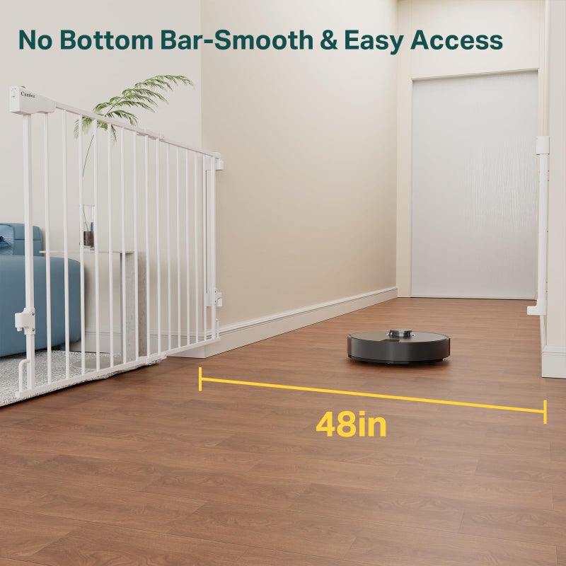 Cumbor Expandable 31.6-48" Baby Gate for Stairs, Wall-Mounted, 2-in-1 No Bottom Bar Dog Gate Indoor, Auto Close Pet Gate for Doorways with Large Walk Thru Door, Child-Proof Gate for Kids (White) - Image 2