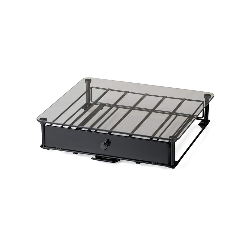 Nifty Solutions Nifty Rolling Coffee Pod Drawer â€“ Tempered Glass, Black, Compatible with K-Cups, 36 Pod Pack Holder, Compact Under Coffee Pot Storage Drawer, Slim Home Kitchen Counter Organizer - Image 1