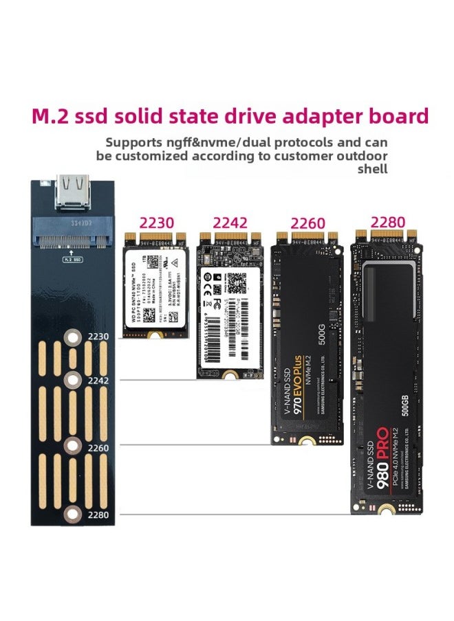 Generic - M.2 SSD Solid State Hard Disk Box Motherboard Dual Protocol Nvme/ngff/SATA Mobile Hard Disk Transfer Board Card-Color:NGFF(SATA) Protocol Has Colored Lights - Image 1