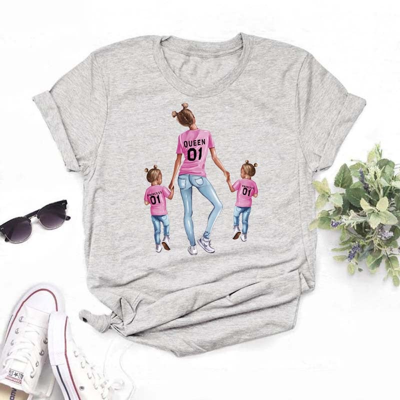 Generic Summer New Super Mom Themed White Tee for Women WZY443-Grey