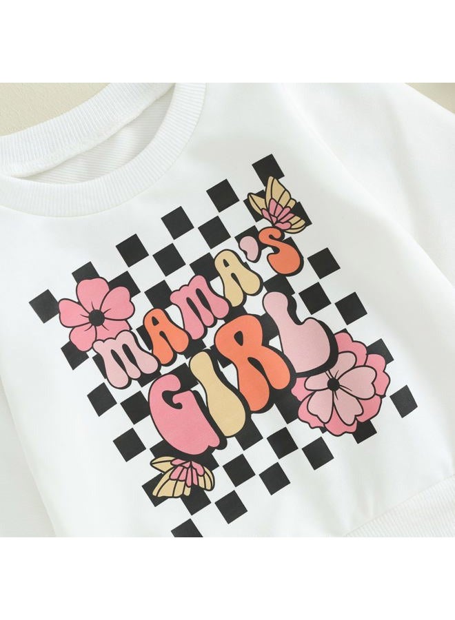 Socutebabe 2Pcs Set Infant Baby Girl Fall Clothes Mamas Girl Long Sleeve Crewneck Sweatshirt+Joggers Pants Winter Outfit Set (Mamas Girl-White,0-6 Months), Mamas Girl-white, 0-6 Months - Image 3