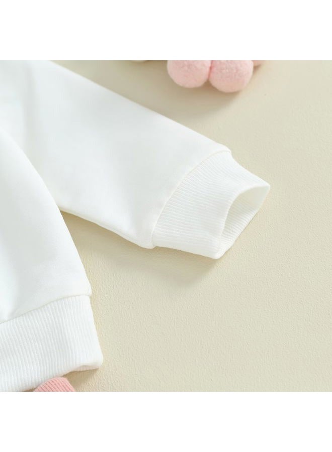Socutebabe 2Pcs Set Infant Baby Girl Fall Clothes Mamas Girl Long Sleeve Crewneck Sweatshirt+Joggers Pants Winter Outfit Set (Mamas Girl-White,0-6 Months), Mamas Girl-white, 0-6 Months - Image 4