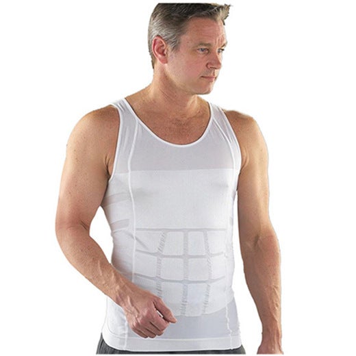 Mens Slimming Vest Shapewear Sports Waist Trimmer White  - Image 1