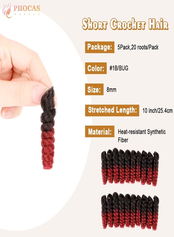 PHOCAS 5Packs 10'' Short Crochet Hair Crochet Braids for Black Women Natural Black to BUG - Image 2