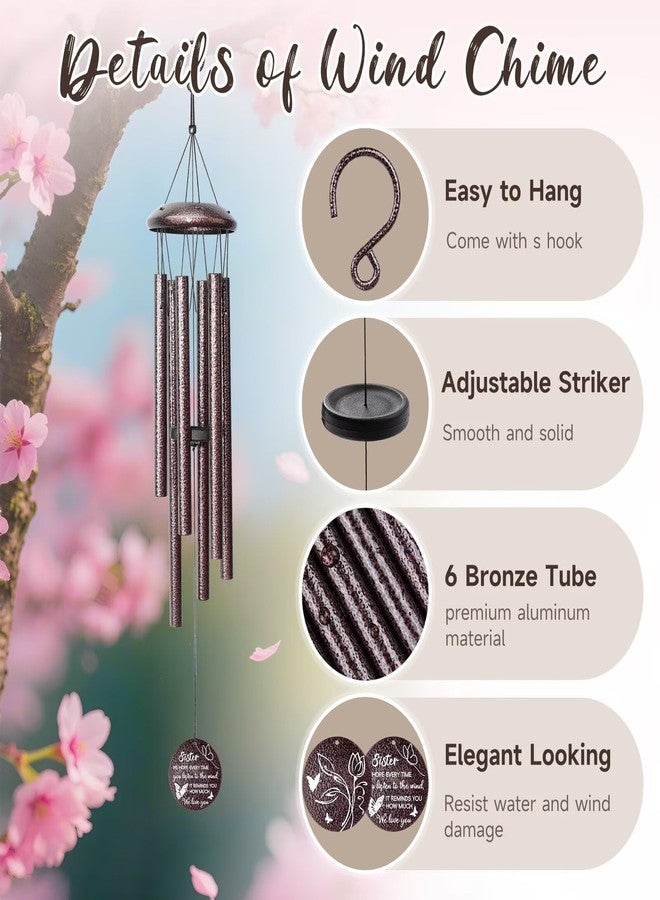 Synhonty Gifts for Sister, 25''Wind Chimes, Birthday Gifts for Sister, Soul Sisters Unique Gift for Women,Thanksgiving,Christmas Day Gift Ideas for Love Rreminder - Image 5