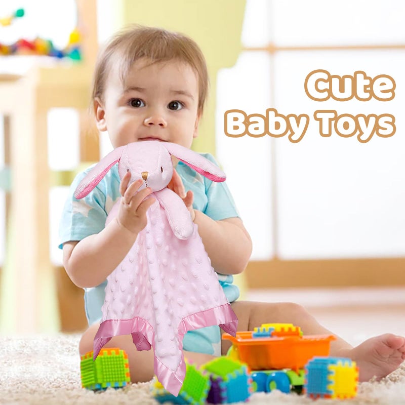 Pro Goleem Loveys for Babies Bunny Security Blanket Baby Girl Gifts Newborn Soft Pink Lovie for Infant and Toddler Snuggle Toy Stuffed Animal, Pink 16 Inch - Image 4