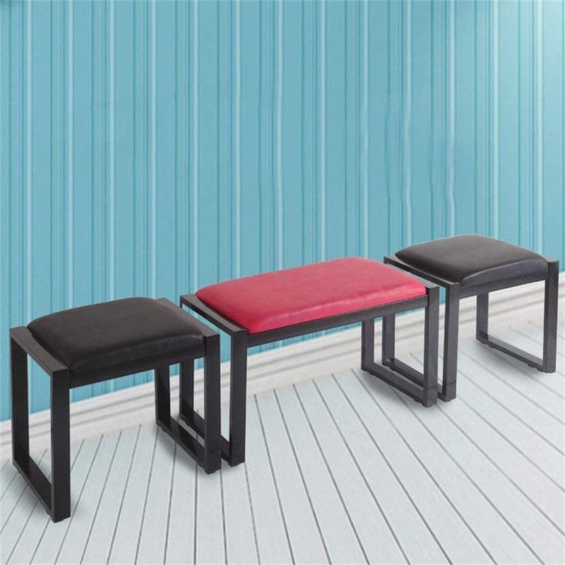 Generic Indian Decor. 45397 Wrought Iron Shoe Bench Living Room Sofa Chair Coffee Table Stool Dressing Stool Highly Elastic Sponge Filling Upholstered Footrest High 42cm (Color : Red, Size : 42x35x42cm) - Image 5