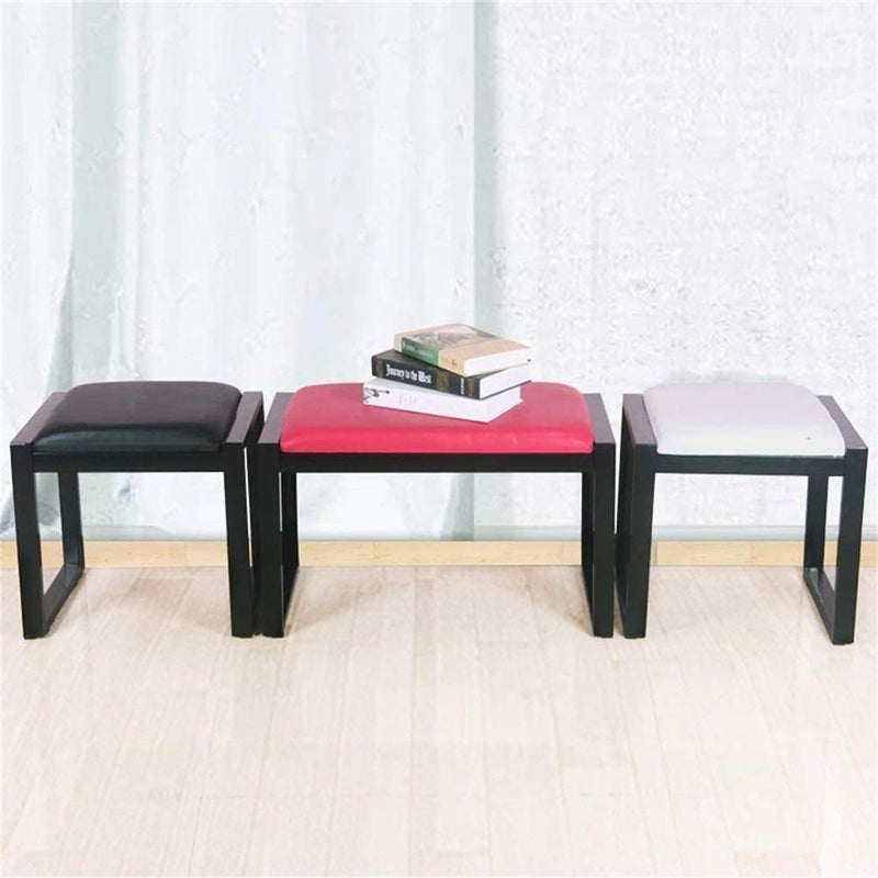 Generic Indian Decor. 45397 Wrought Iron Shoe Bench Living Room Sofa Chair Coffee Table Stool Dressing Stool Highly Elastic Sponge Filling Upholstered Footrest High 42cm (Color : Red, Size : 42x35x42cm) - Image 2