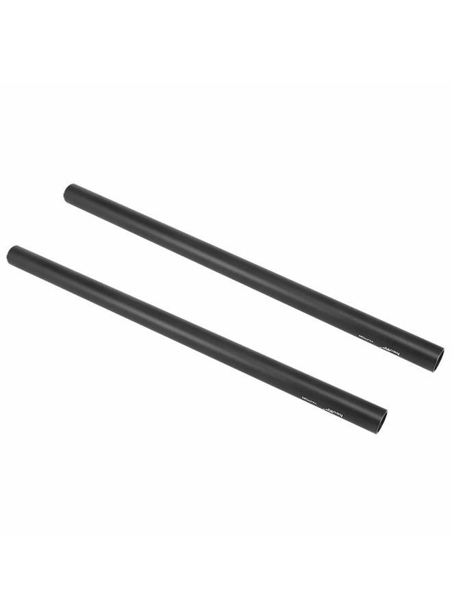 Haoge VA-PR28B 28cm 11 Inch Long Aluminum Alloy Rod 15mm Rods with M12 Thread for Camera Rail Support System Rig Shoulder Pads Monitor Mount Rod Clamp Base Mattebox Follow Focus Black, Pack of 2 - Image 1