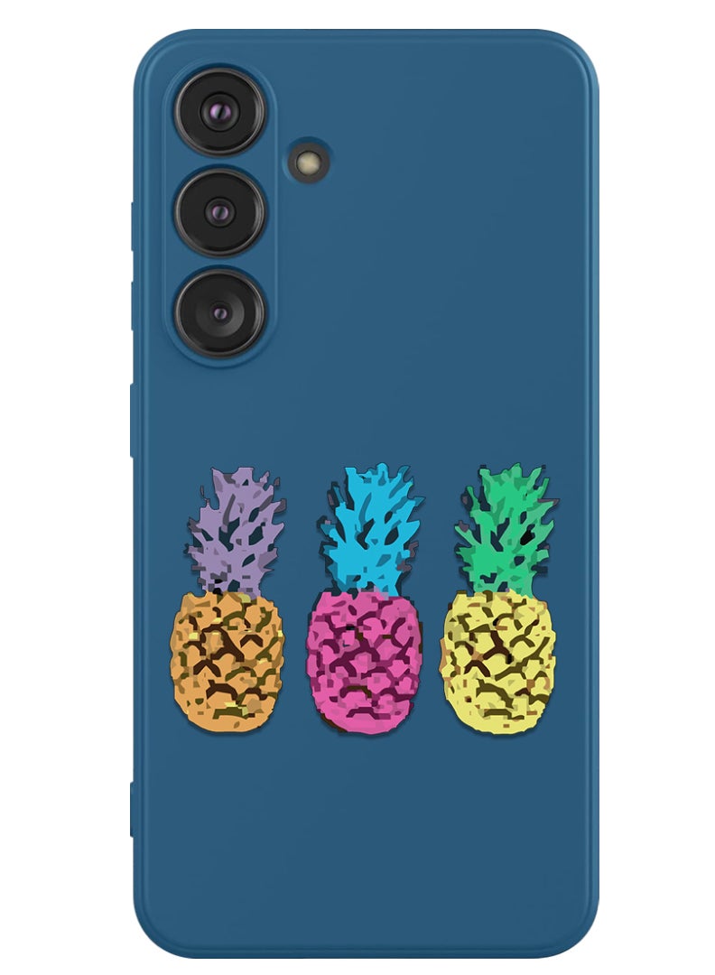 Theodor Protective Slim Fit Case Liquid Silicone Cover with Full Body Protection Anti-Scratch Shockproof Case For Samsung Galaxy S24 (Blue) - pineapple - Image 1