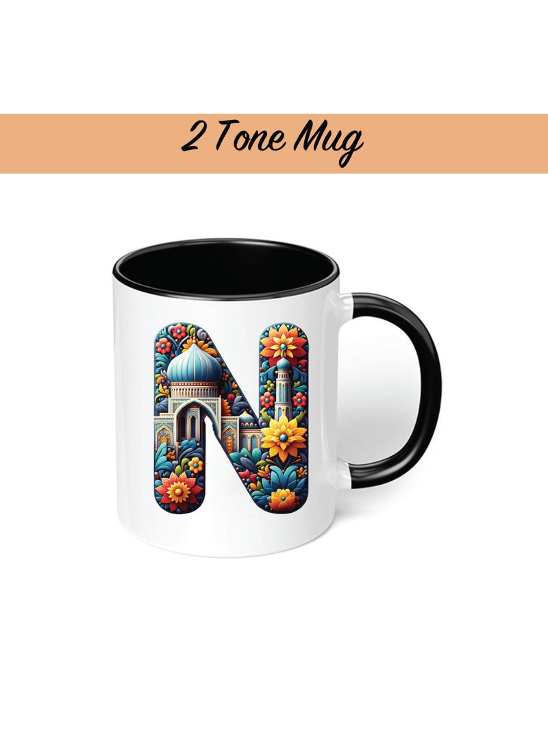 PRINTSHOP4ME Pack of 3 Initial Monogram Gift Set - Black Coffee Mug, Cosmetic Bag and Cotton Tote bag Set - Gift Set for Her - Perfect for Ramadan, School, Travel and Birthday Gift - Image 5