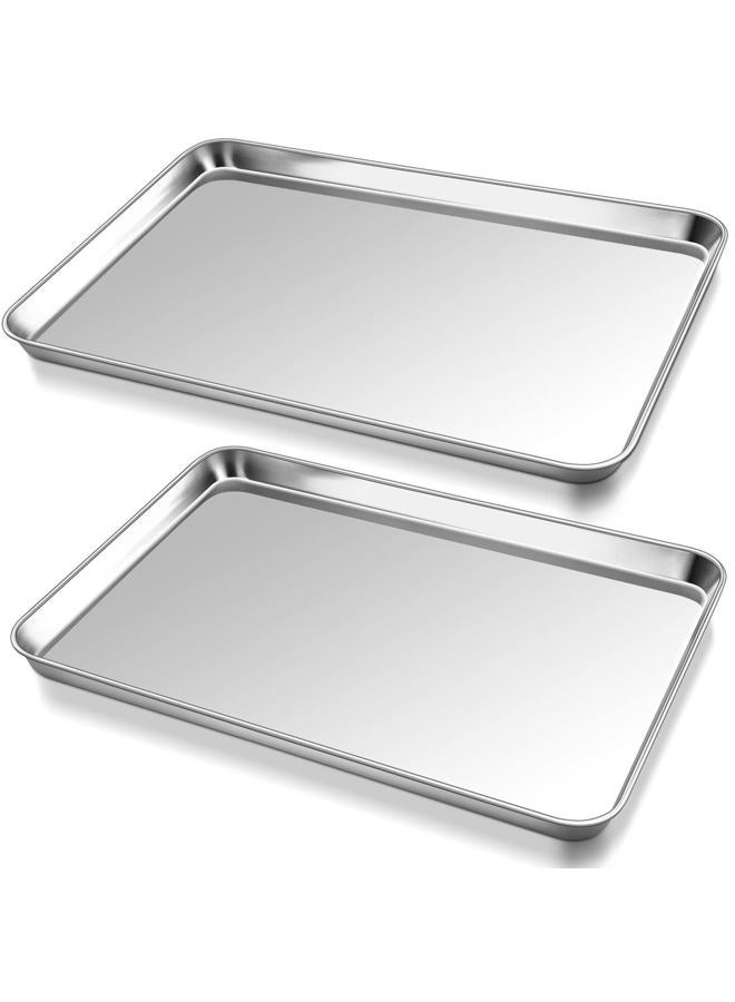 P&P CHEF 17.3 Inch Baking Cookie Sheet, Oven Pan Tray Stainless Steel Sheet Pan for Kitchen, Oven Bakeware for Multi Uses, Shiny Look & Dishwasher Safe, Healthy & Heavy Duty, 2Pcs - Image 1