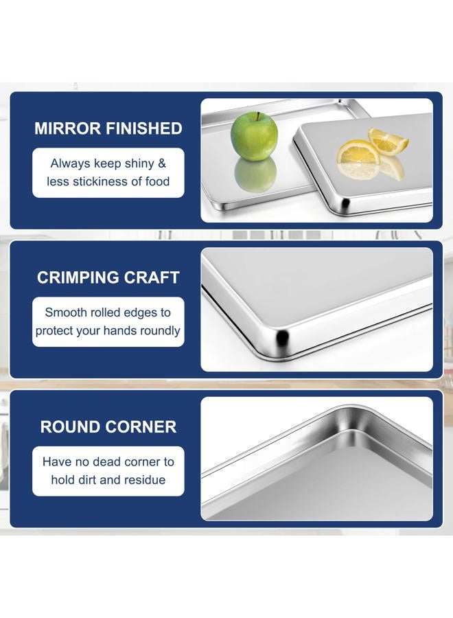 P&P CHEF 17.3 Inch Baking Cookie Sheet, Oven Pan Tray Stainless Steel Sheet Pan for Kitchen, Oven Bakeware for Multi Uses, Shiny Look & Dishwasher Safe, Healthy & Heavy Duty, 2Pcs - Image 3