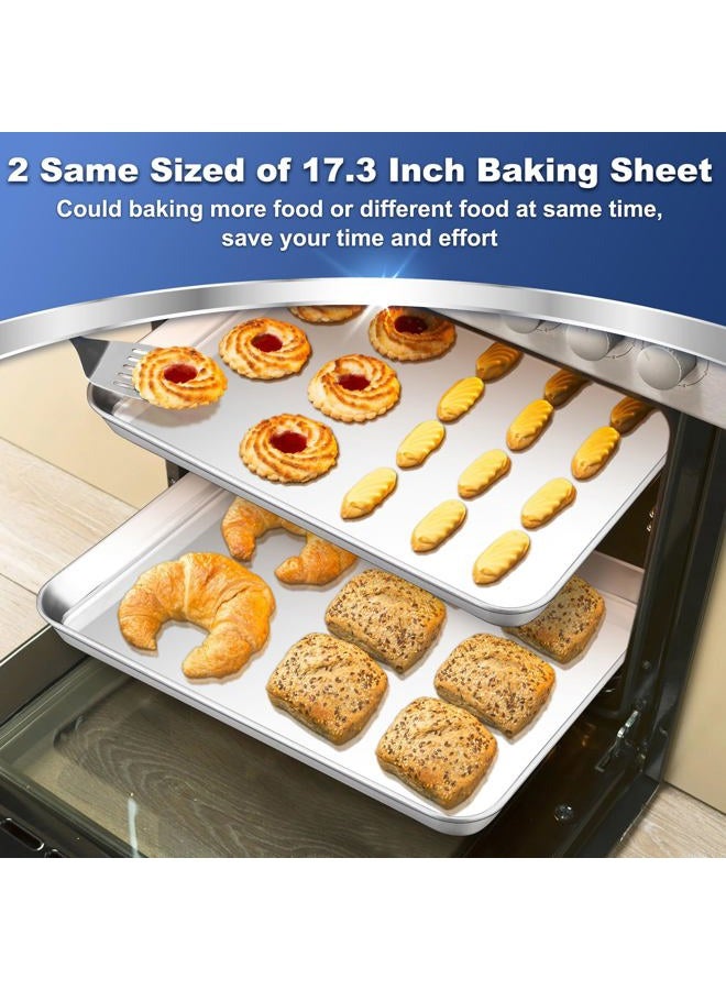 P&P CHEF 17.3 Inch Baking Cookie Sheet, Oven Pan Tray Stainless Steel Sheet Pan for Kitchen, Oven Bakeware for Multi Uses, Shiny Look & Dishwasher Safe, Healthy & Heavy Duty, 2Pcs - Image 5