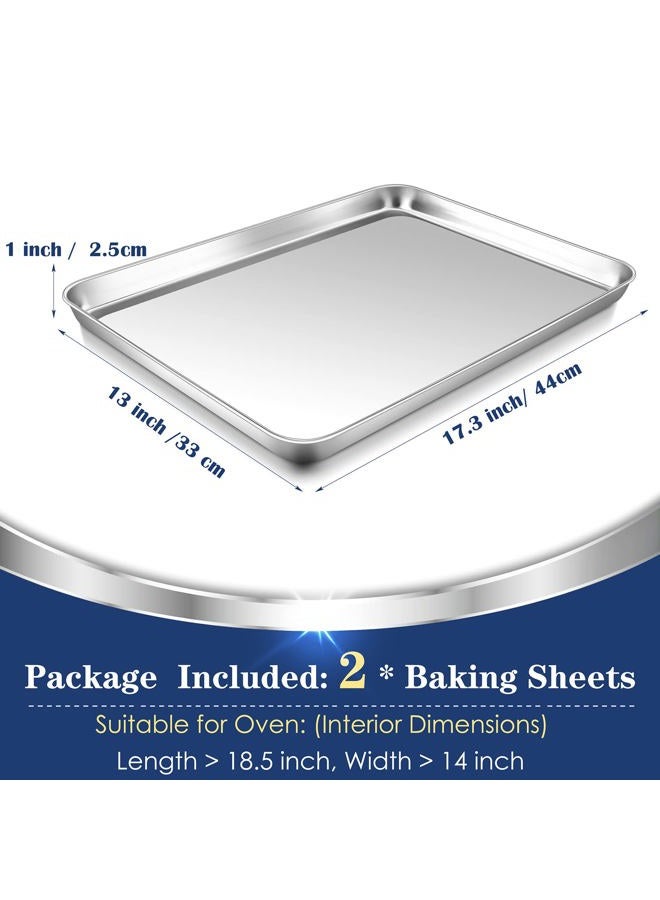 P&P CHEF 17.3 Inch Baking Cookie Sheet, Oven Pan Tray Stainless Steel Sheet Pan for Kitchen, Oven Bakeware for Multi Uses, Shiny Look & Dishwasher Safe, Healthy & Heavy Duty, 2Pcs - Image 2