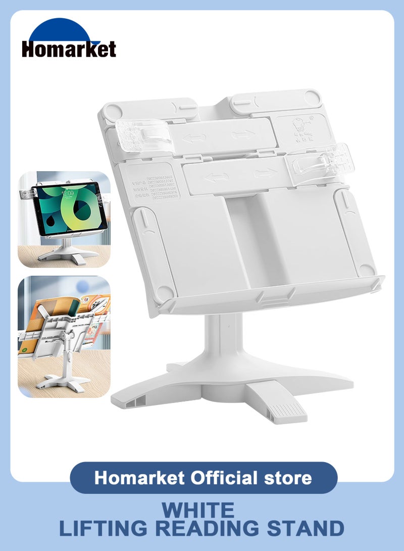 HomarKet Book Stand,Book Holder For Reading Hands Free,Adjustable Rest Book Holders Tray And Page Paper Clips,Foldable Desk Table Bookstand For Kids Textbooks Drawing Ipad Study Supplies - Image 1