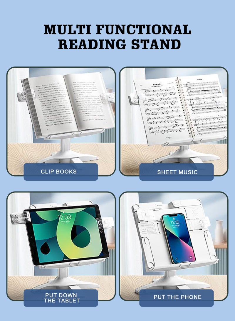 HomarKet Book Stand,Book Holder For Reading Hands Free,Adjustable Rest Book Holders Tray And Page Paper Clips,Foldable Desk Table Bookstand For Kids Textbooks Drawing Ipad Study Supplies - Image 5