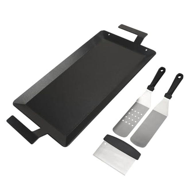 Carbon Steel Griddle for Stove Top Gas Grill, Universal 24'' x 10'' Carbon Steel Flat Top for Induction Cooktop, Professional Cooking Griddle Pan for Made In Cookware