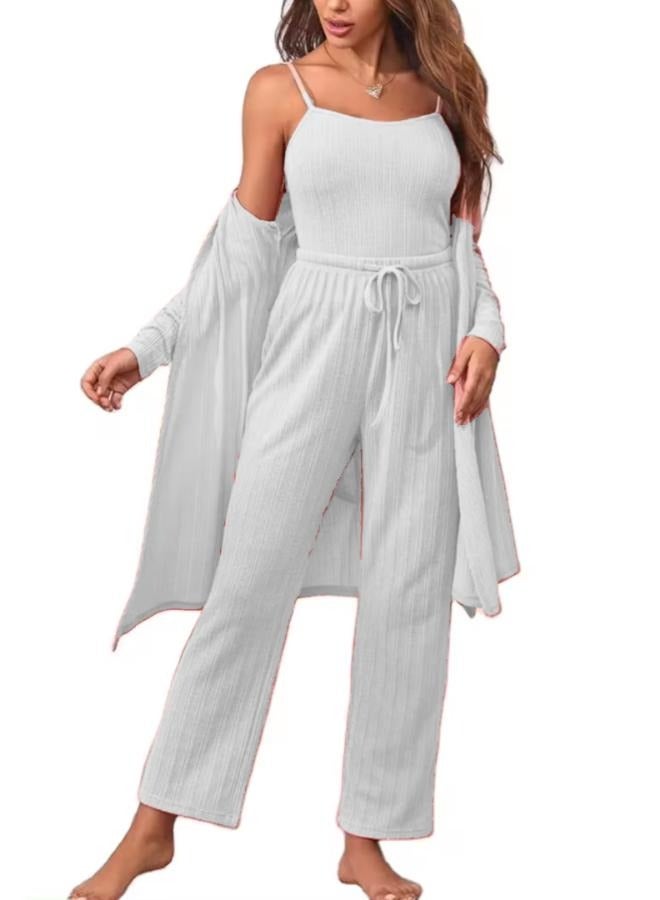 3 Pieces Set Wide-leg Pants with Inner Sando and Cardigan Suit for Women T26  - Image 1