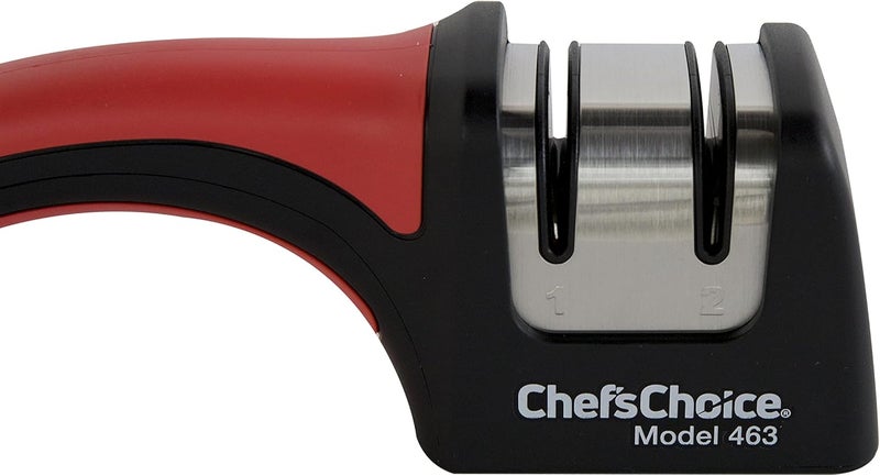 ChefsChoice أداة شحذ السكاكين اليدوية الاحترافية من شيفز تشويس برونتو هوني للسكاكين ذات الحافة المستقيمة بزاوية 15 درجة والمسننة مع تحكم دقيق في الزاوية وقاعدة مدمجة، 2 مرحلة، أسود - Image 4