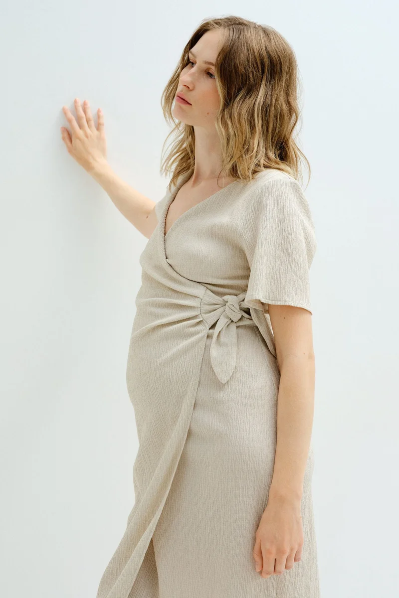 MAMA Crinkled wrap dress