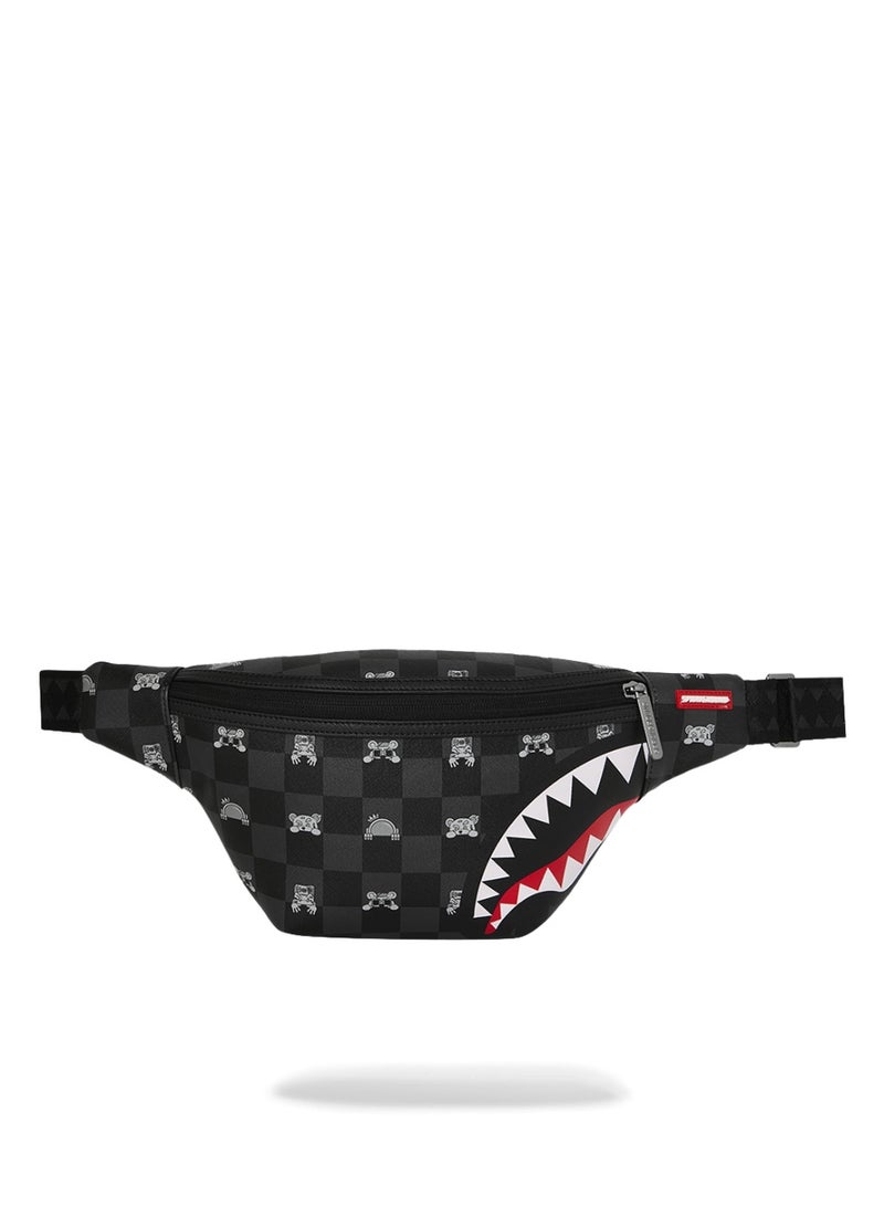 SPRAYGROUND GRAY PEEKING CHARACTER CHECK SAVVY CROSSBODY - Image 1