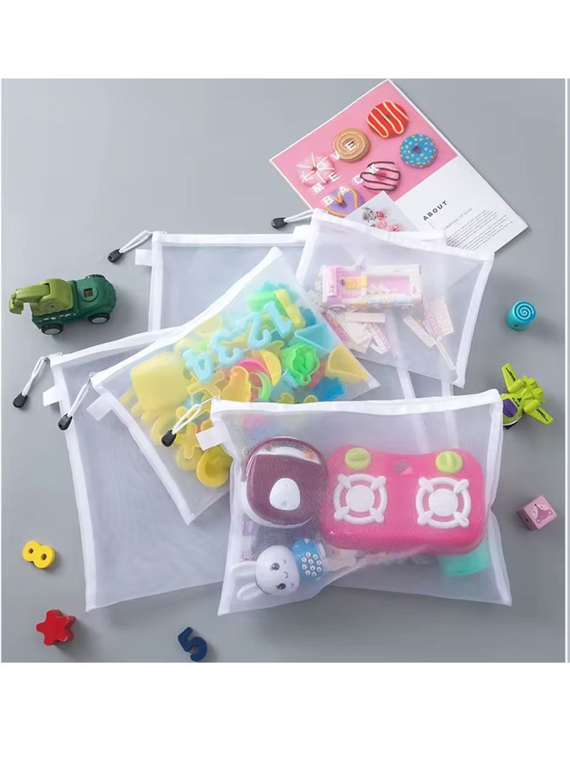 Mesh Zipper Pouch Document Bag (White, A4 Letter Size, 10 Pieces), Clear Travel Zipper Bags, Waterproof Plastic Pouches, Large Zip Pouch - Image 4