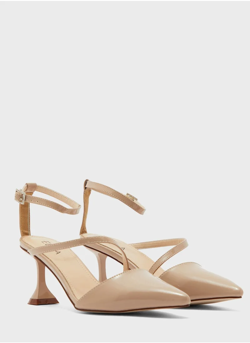 ELLA Pointed toe multi-strap pump with feature heel
