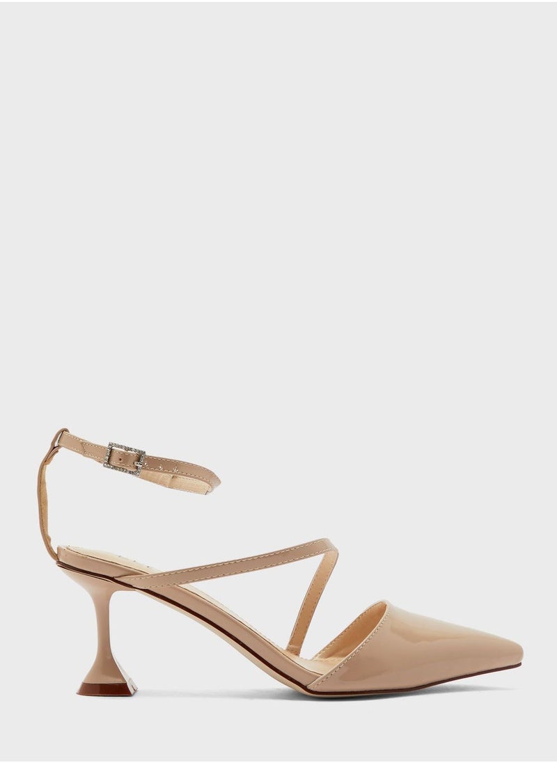 ELLA - Pointed toe multi-strap pump with feature heel - Image 1