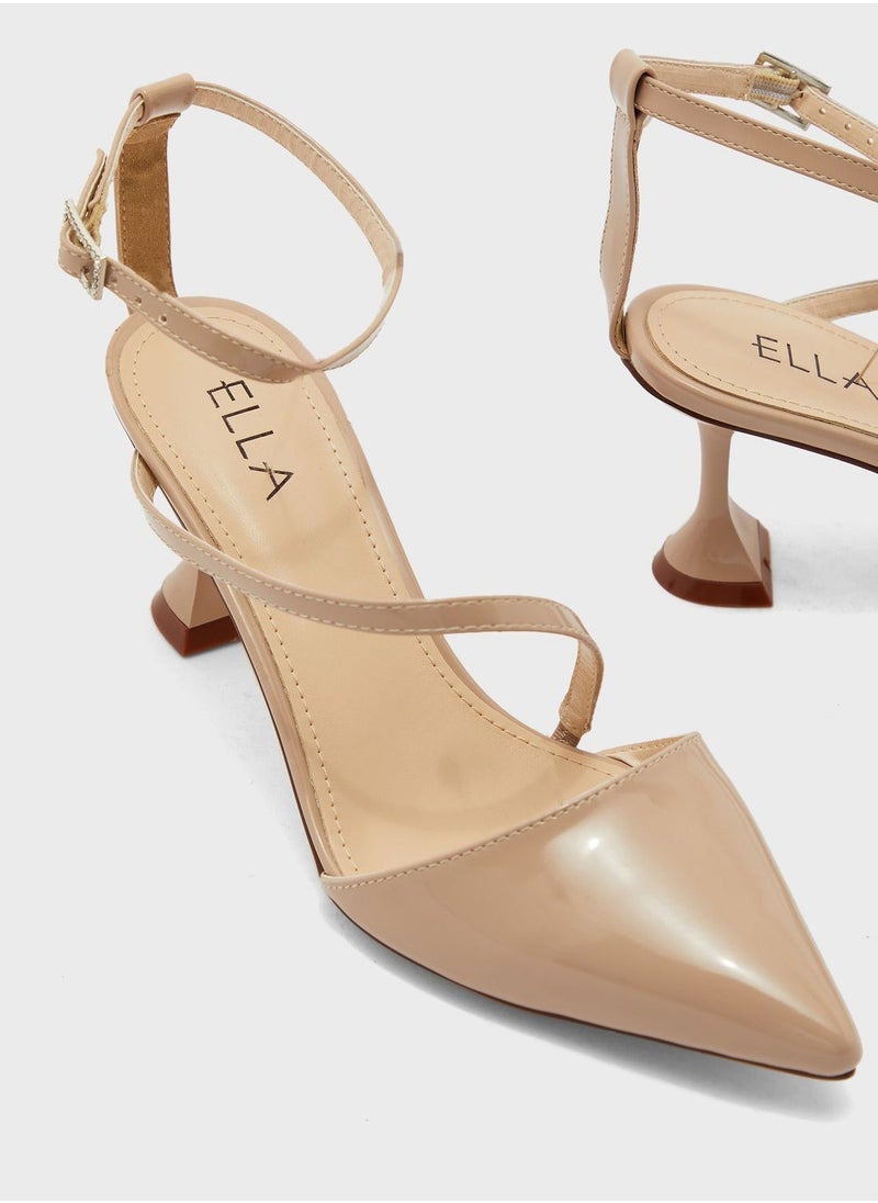 ELLA - Pointed toe multi-strap pump with feature heel - Image 1