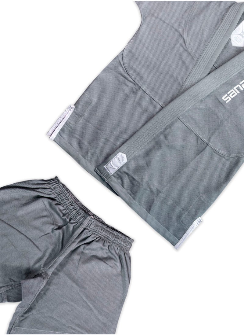 Sanabul  Future Legends Bjj Gi For Kids | Premium Youth Brazilian Jiu Jitsu Gi With Free White Belt | Lightweight & Durable Jiu Jitsu Kimono For Children And Youth (Silver/White, K1)  - Image 3