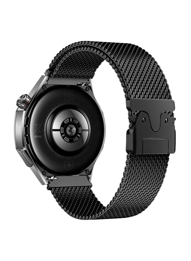 Generic - Titanium Milanese Mesh Loop for HUAWEI Watch GT 5 4 3 Pro / HUAWEI Watch 4 3 Pro, 22mm DLC Scratch-resistant Coating Breathable Replacement Strap with Adjustable Parachute-style Buckle for Men and Women, Black - Image 1