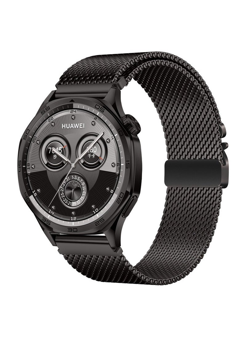 Generic - Titanium Milanese Mesh Loop for HUAWEI Watch GT 5 4 3 Pro / HUAWEI Watch 4 3 Pro, 22mm DLC Scratch-resistant Coating Breathable Replacement Strap with Adjustable Parachute-style Buckle for Men and Women, Black - Image 1