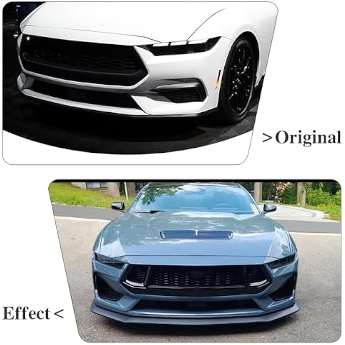 Jogon Front Lip Splitter Spoiler for Ford Mustang S650 GT Ecoboost 2024 2025, ABS Plastic Exterior Trim, 3PCS Chin Spoiler Splitter Diffuser Protector, Not for GT Performance Package and Dark Horse - Image 3