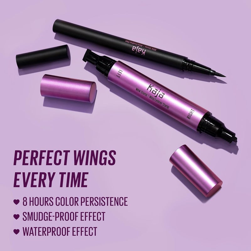KAJA Winged Eyeliner Set (Purple)- Wink Stamp & Original Eyeliner with Avocado Extract, Double-Ended Wing, Smudge-Proof, Waterproof, Matte Finish, Long Lasting - Image 2