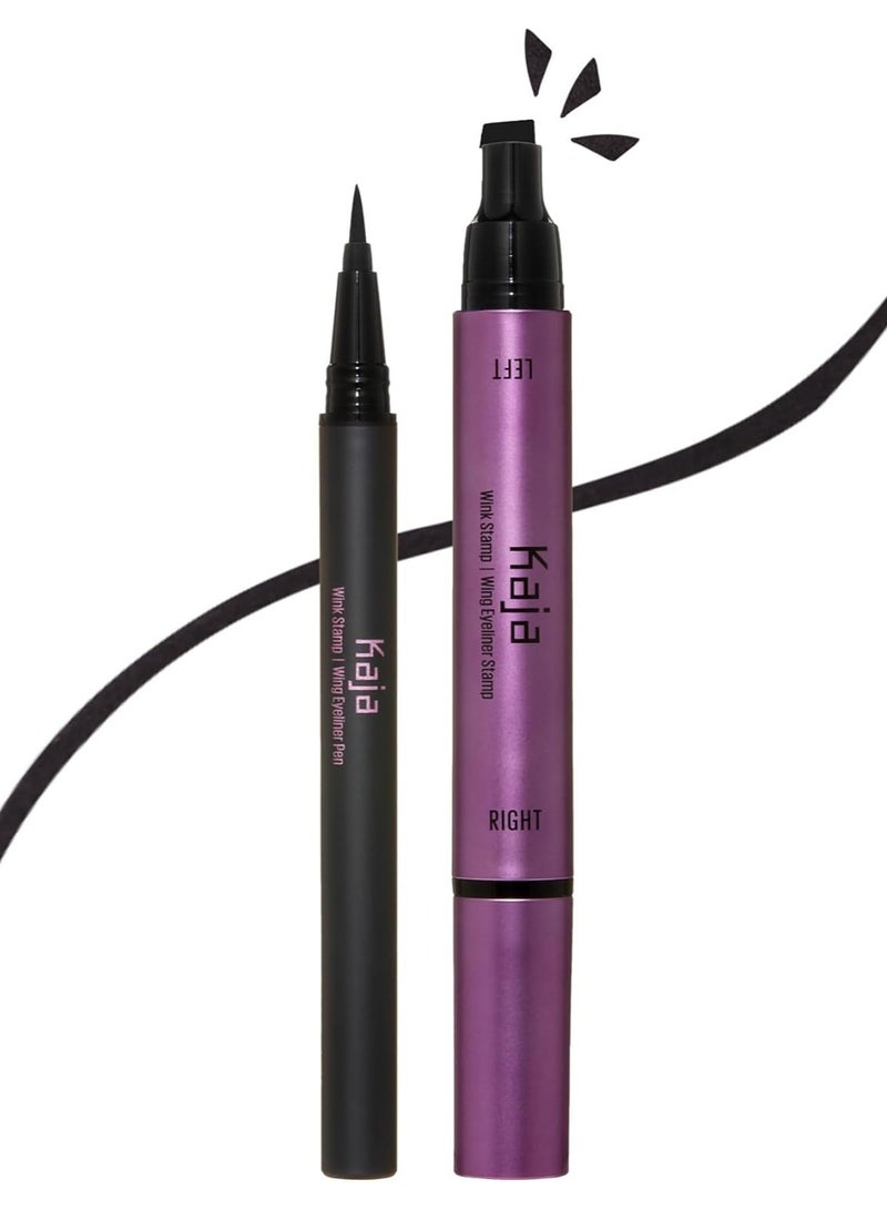 KAJA Winged Eyeliner Set (Purple)- Wink Stamp & Original Eyeliner with Avocado Extract, Double-Ended Wing, Smudge-Proof, Waterproof, Matte Finish, Long Lasting - Image 1
