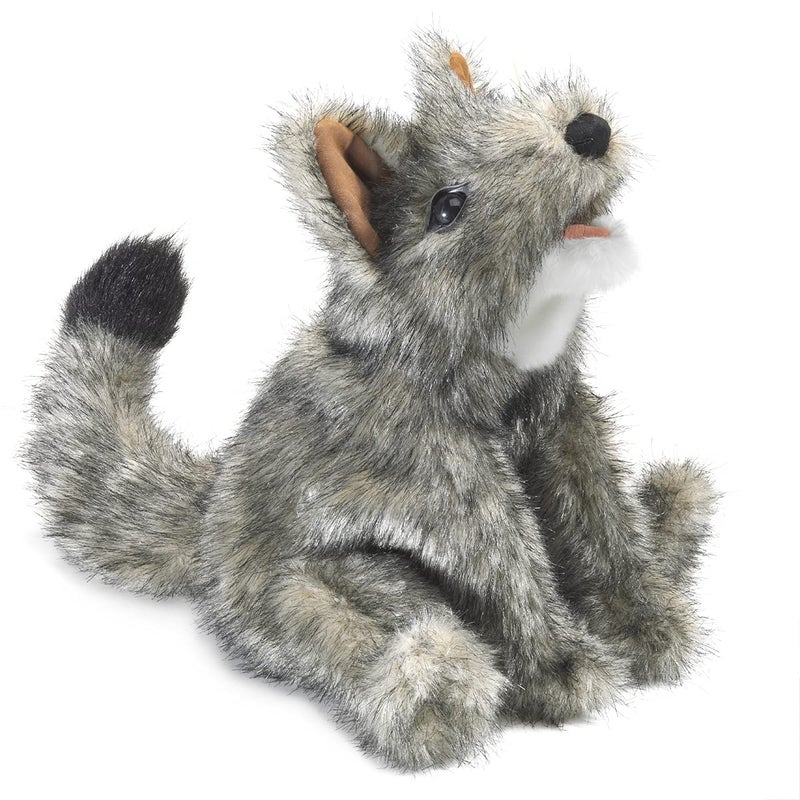 Folkmanis Small Coyote Hand Puppet Gray White Black - Image 2