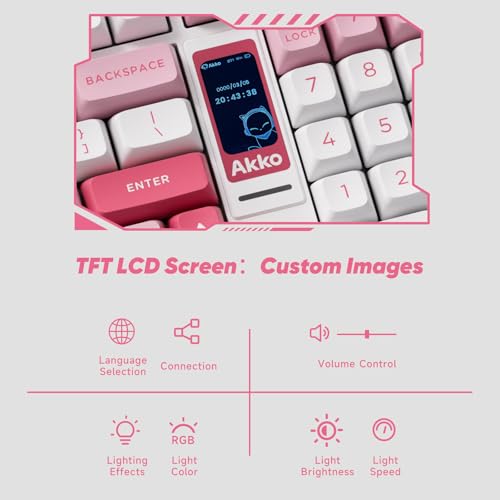 Akko 5098B Wireless Gaming Keyboard with Screen Prunus Lannesiana HotSwappable Full Size Mechanical Keyboard with Scroll Wheel Numberpad RGB Gasket Keyboard Piano Pre Lubed Switch - Image 3