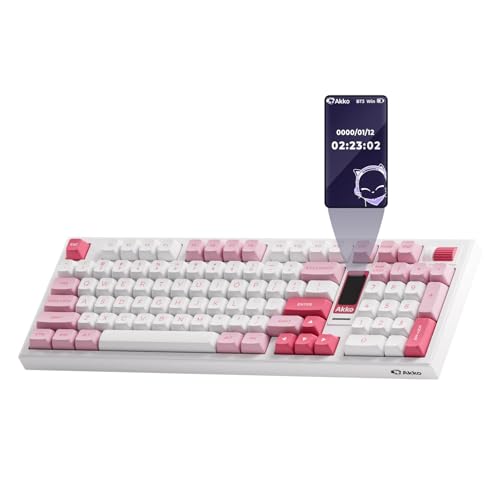 Akko 5098B Wireless Gaming Keyboard with Screen Prunus Lannesiana HotSwappable Full Size Mechanical Keyboard with Scroll Wheel Numberpad RGB Gasket Keyboard Piano Pre Lubed Switch - Image 1