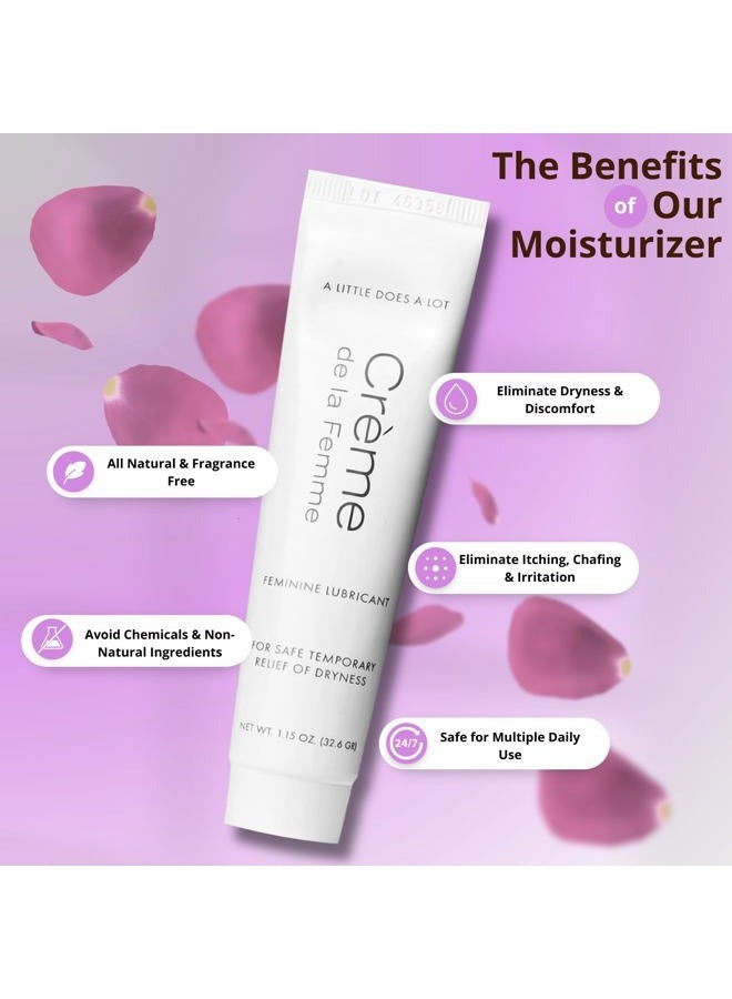 NuEthix Formulations Crème De La Femme Daily Vaginal Moisturizing Cream for Long-Lasting Relief from Feminine Dryness Chemical & Hormone Free, Fragrance-Free, Also a Hydrating Intimate Lubricant for Men and Women – 6 Pack  - Image 3