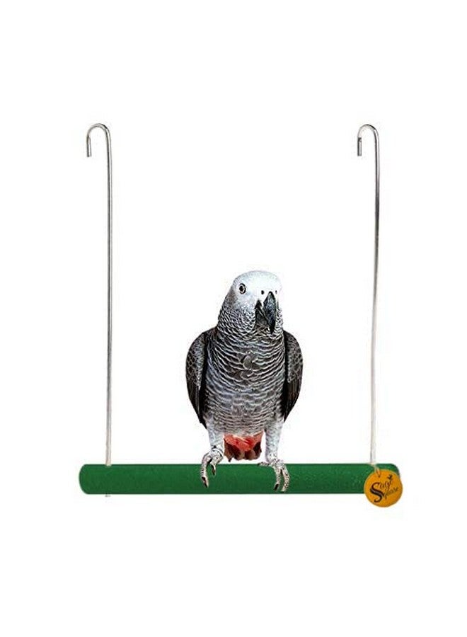 سايج سكوير أرجوحة خشبية طبيعية مرحة مع قفص رملي معلق، منصة تسلق، مقعد تدريب للطيور (كبير) - Image 2