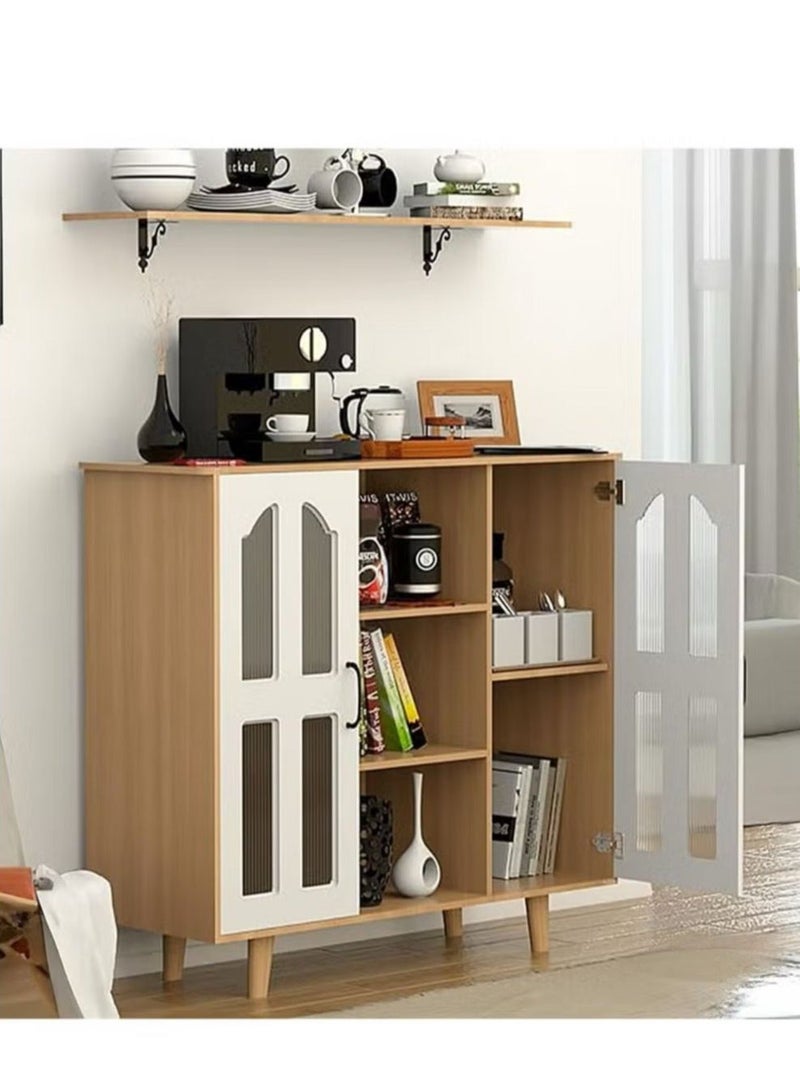 لاكجوري هوم خزانة تخزين متعددة الأغراض لركن القهوة، خزانة جانبية للمطبخ بأرفف وأبواب، حامل فرن الميكروويف، منظم مطبخ للأواني والفواكه والخضروات - Image 2