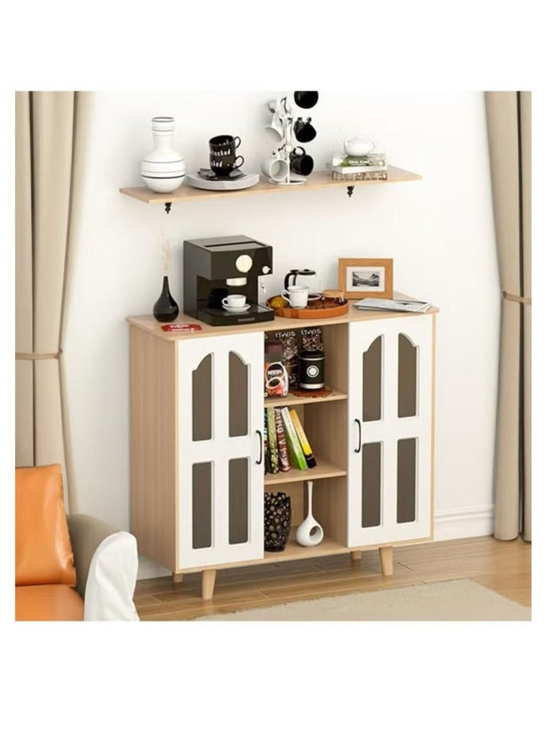 لاكجوري هوم خزانة تخزين متعددة الأغراض لركن القهوة، خزانة جانبية للمطبخ بأرفف وأبواب، حامل فرن الميكروويف، منظم مطبخ للأواني والفواكه والخضروات - Image 5