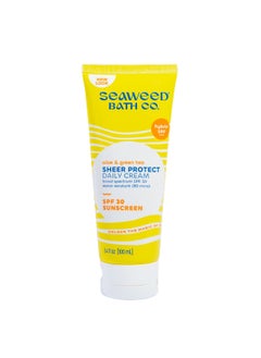 The Seaweed Bath Co. Seaweed Bath Co. Sheer Protect Daily SPF 30 Broad Spectrum Hybrid Sunscreen Cream, 3.4 Ounce, Sustainably Harvested Seaweed, Aloe, Green Tea 