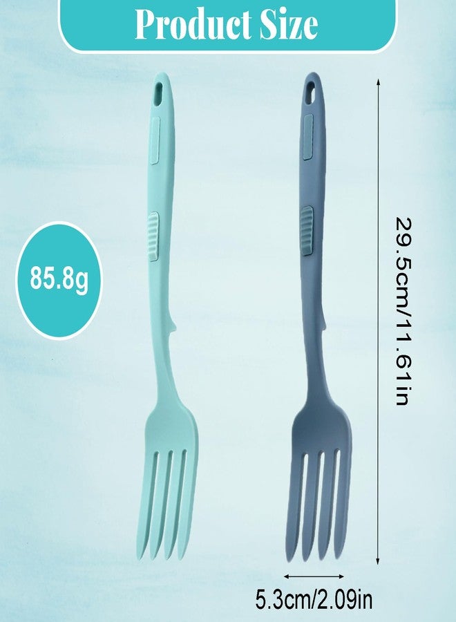 Ragyzity 2 Pcs Silicone Flexible Fork, 11.6 Inch Silicone Heat Resistant Cooking Fork, Multifunctional Nonstick Blending Fork for Cooking Utensil for Kitchen Stir Mix Mash(Lake Blue, Dark Blue) - Image 2