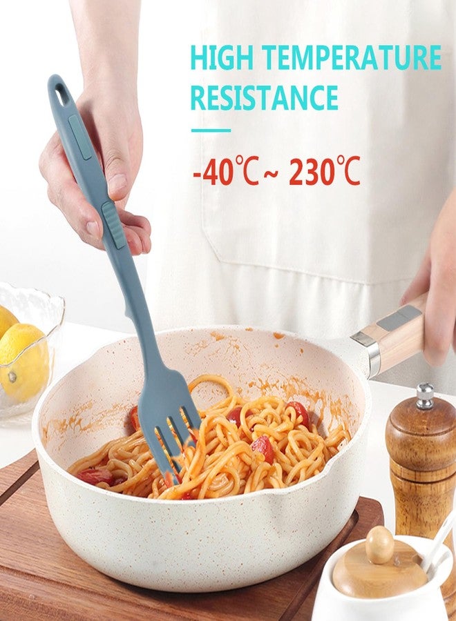 Ragyzity 2 Pcs Silicone Flexible Fork, 11.6 Inch Silicone Heat Resistant Cooking Fork, Multifunctional Nonstick Blending Fork for Cooking Utensil for Kitchen Stir Mix Mash(Lake Blue, Dark Blue) - Image 3