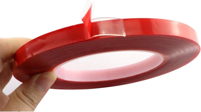 شريط لاصق مزدوج الوجه، 3 أمتار، 1 سم (أحمر)